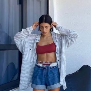 BDG Roll Hem Mom Denim Shorts